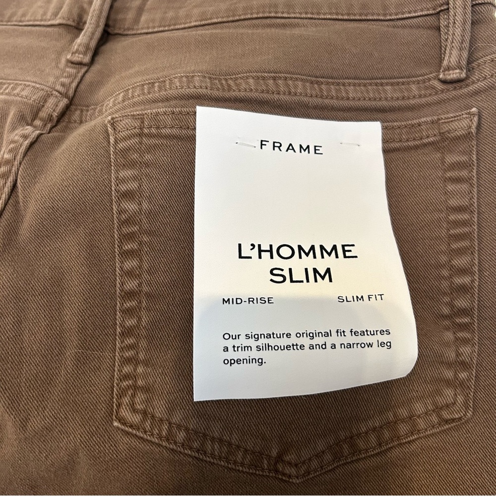 NWT Frame L'Homme Slim Brushed Twill Size 31 Brown Jeans - Picture 6 of 8
